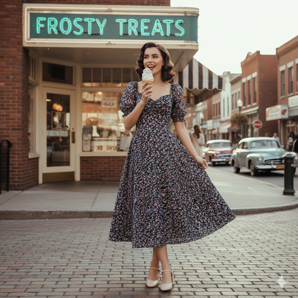 Sweet & Stylish: Our Vintage-Inspired Floral Puff Sleeve Midi Dress