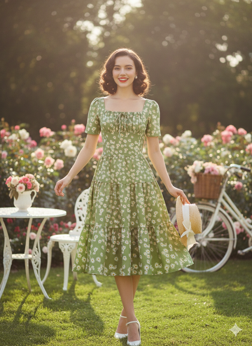 Sweet & Stylish: Our Vintage-Inspired Floral Puff Sleeve Midi Dress