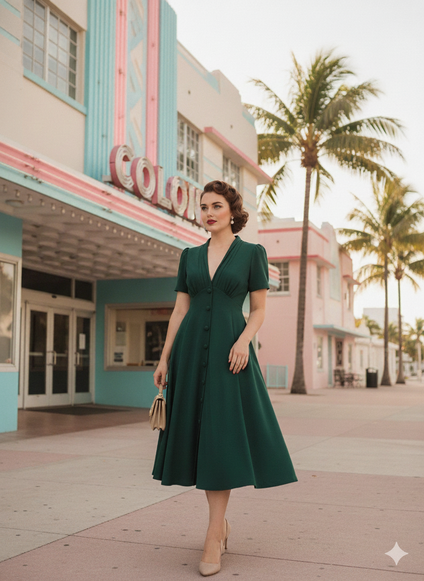 'The 'Enchanting Elegance' Vintage-Inspired Swing Dress