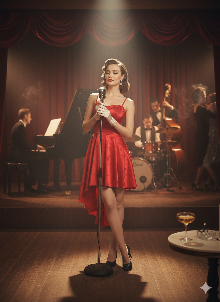 Vintage Siren Red Asymmetrical Bustier Dress - Retro Glamour | Pin-Up | Burlesque Inspired