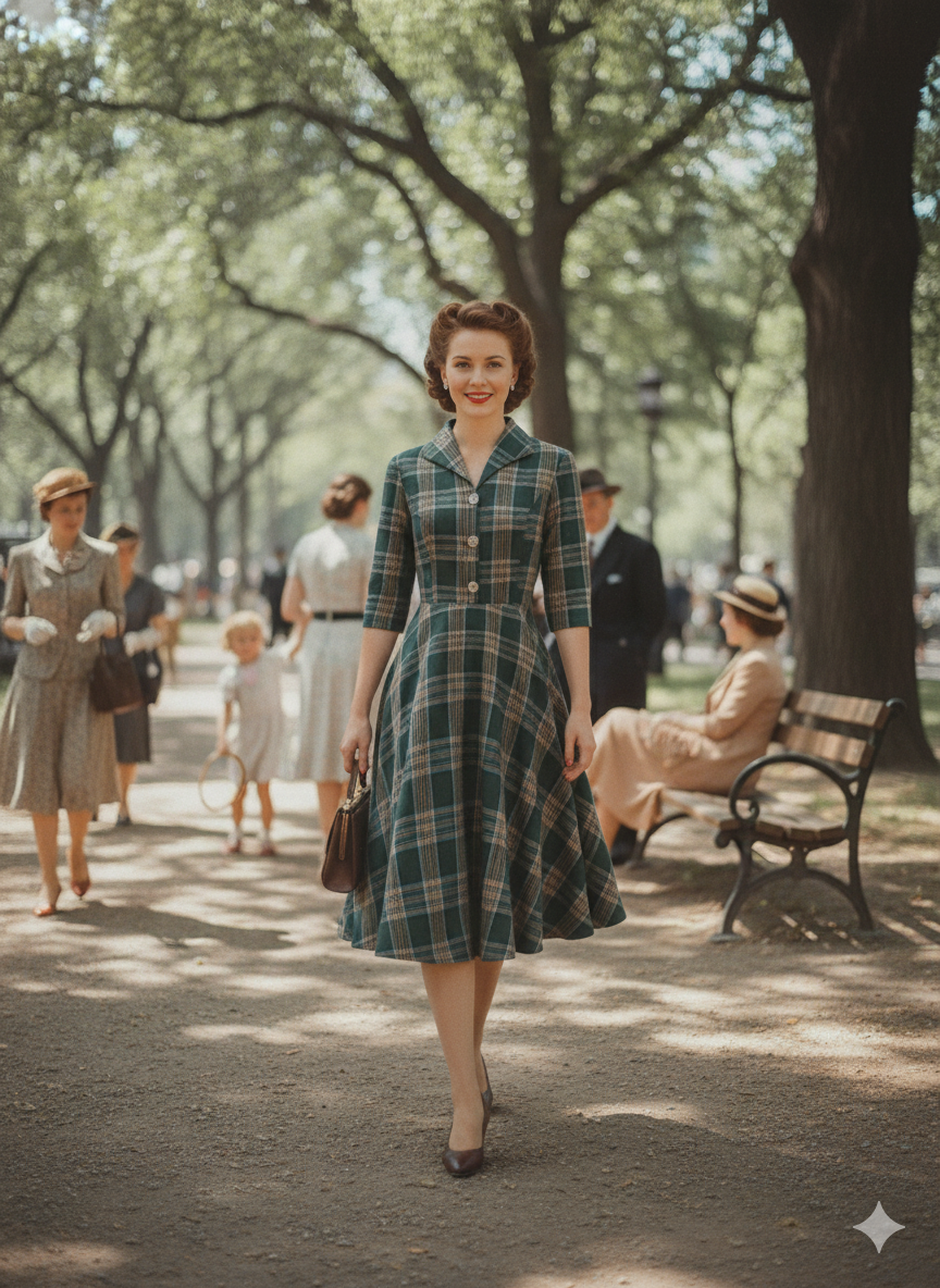 PLAIDPOISE DRESS – Heritage Swing in Cotton-Poly Structure