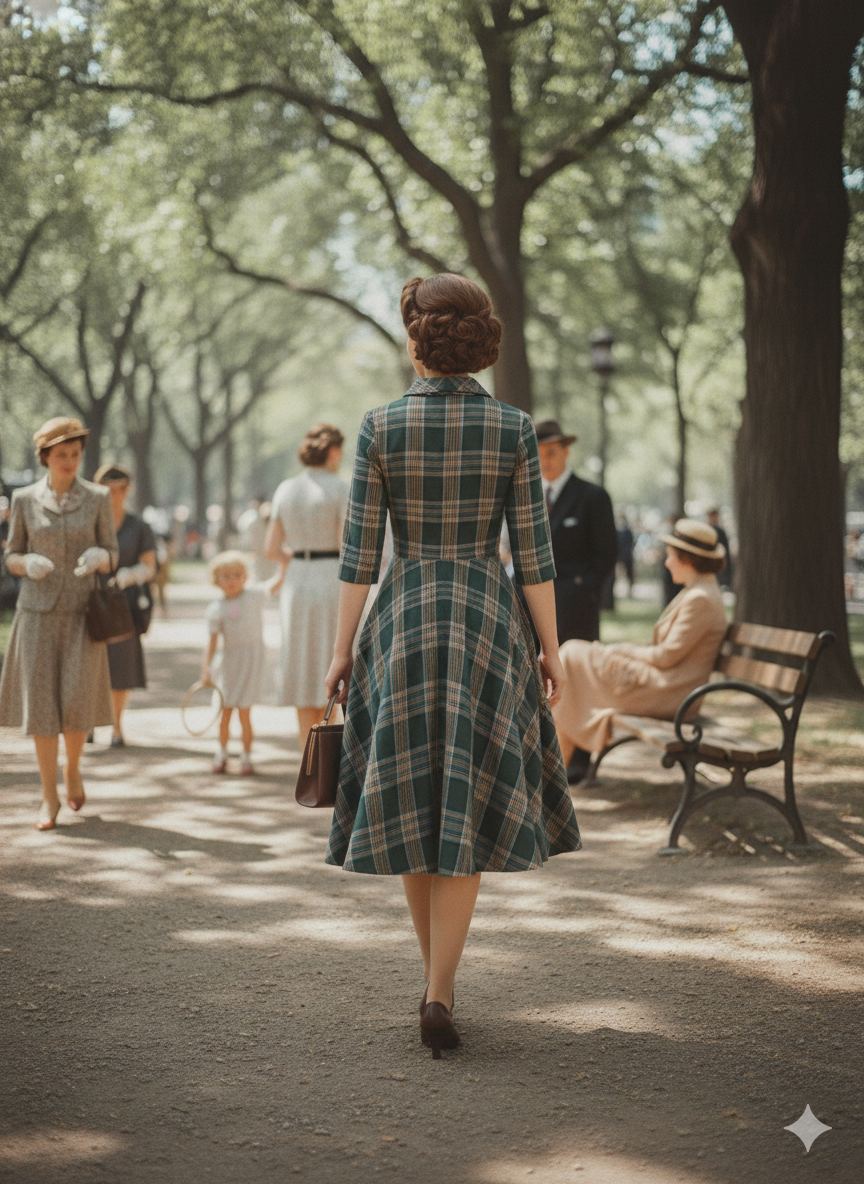 PLAIDPOISE DRESS – Heritage Swing in Cotton-Poly Structure