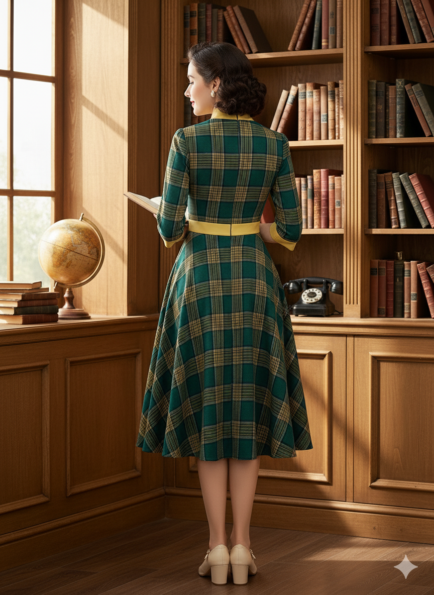 PLAIDCHARM DRESS – Heritage Bow Grace in Cotton-Poly Blend