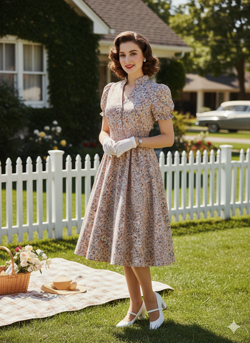 SHIRRFLORA DRESS – Buttoned Bloom in Sculpted Polyester