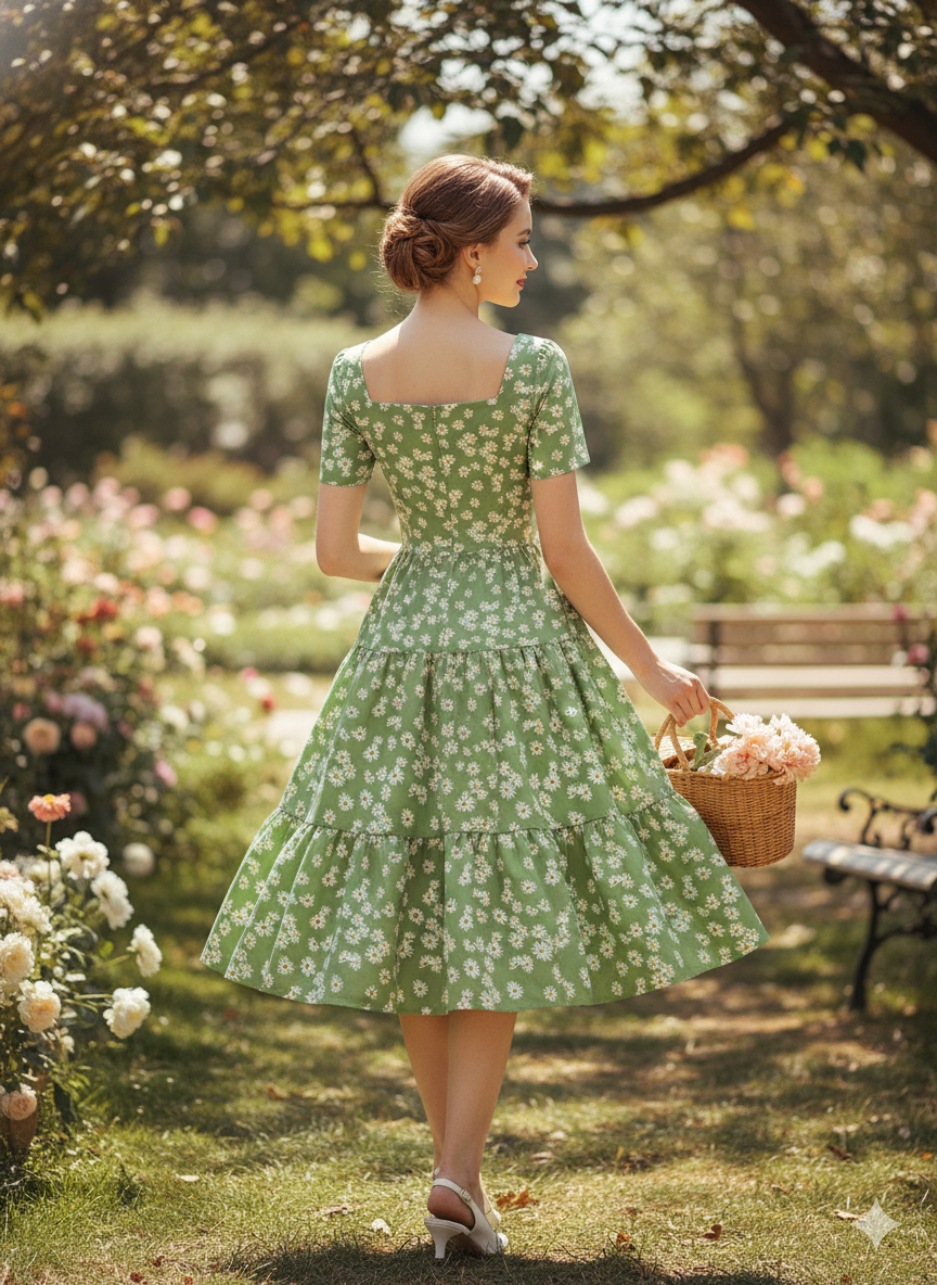 Sweet & Stylish: Our Vintage-Inspired Floral Puff Sleeve Midi Dress