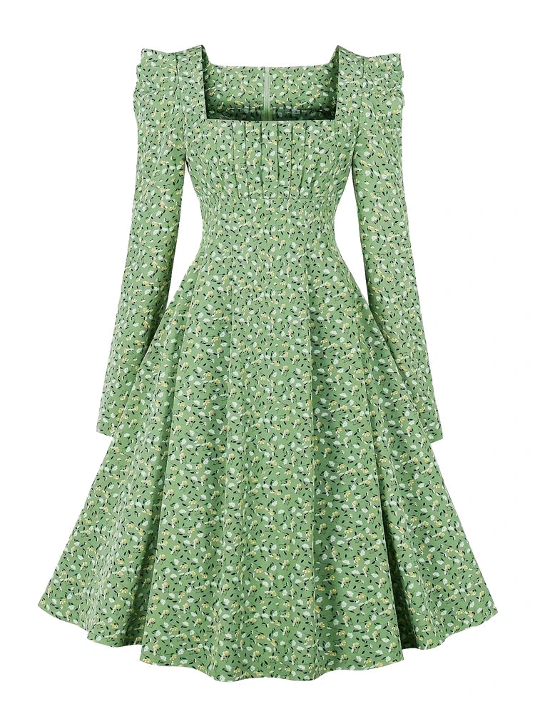 Charming Floral Square Neck Midi Dress - Your Go-To for Effortless Style!