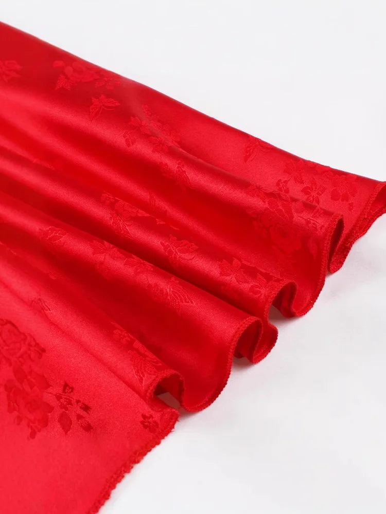 Vintage Siren Red Asymmetrical Bustier Dress - Retro Glamour | Pin-Up | Burlesque Inspired