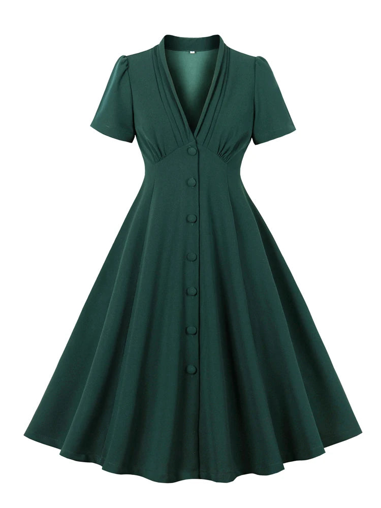 'The 'Enchanting Elegance' Vintage-Inspired Swing Dress