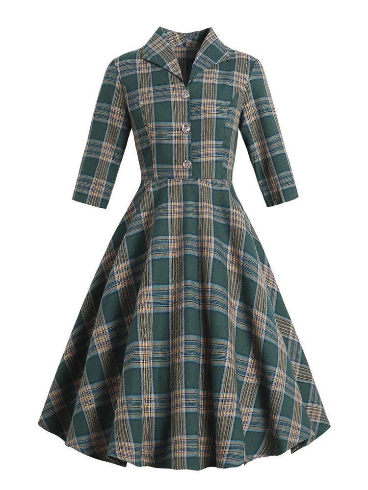 PLAIDPOISE DRESS – Heritage Swing in Cotton-Poly Structure