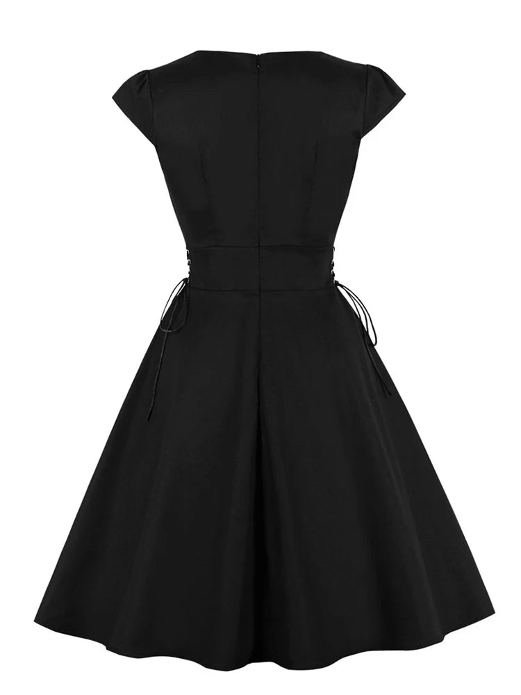 Web of Midnight Dress – Stretch Cotton Elegance with Gothic Flair