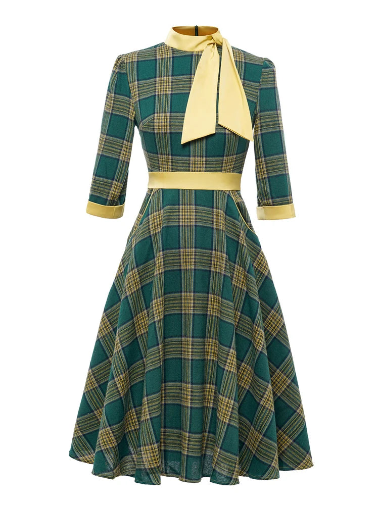 PLAIDCHARM DRESS – Heritage Bow Grace in Cotton-Poly Blend