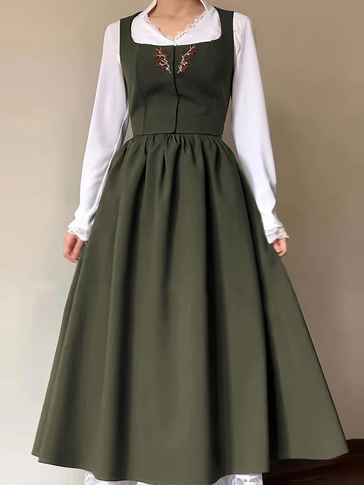 EMBROIDERIA DRESS – Folk Bloom in Sculpted Polyester