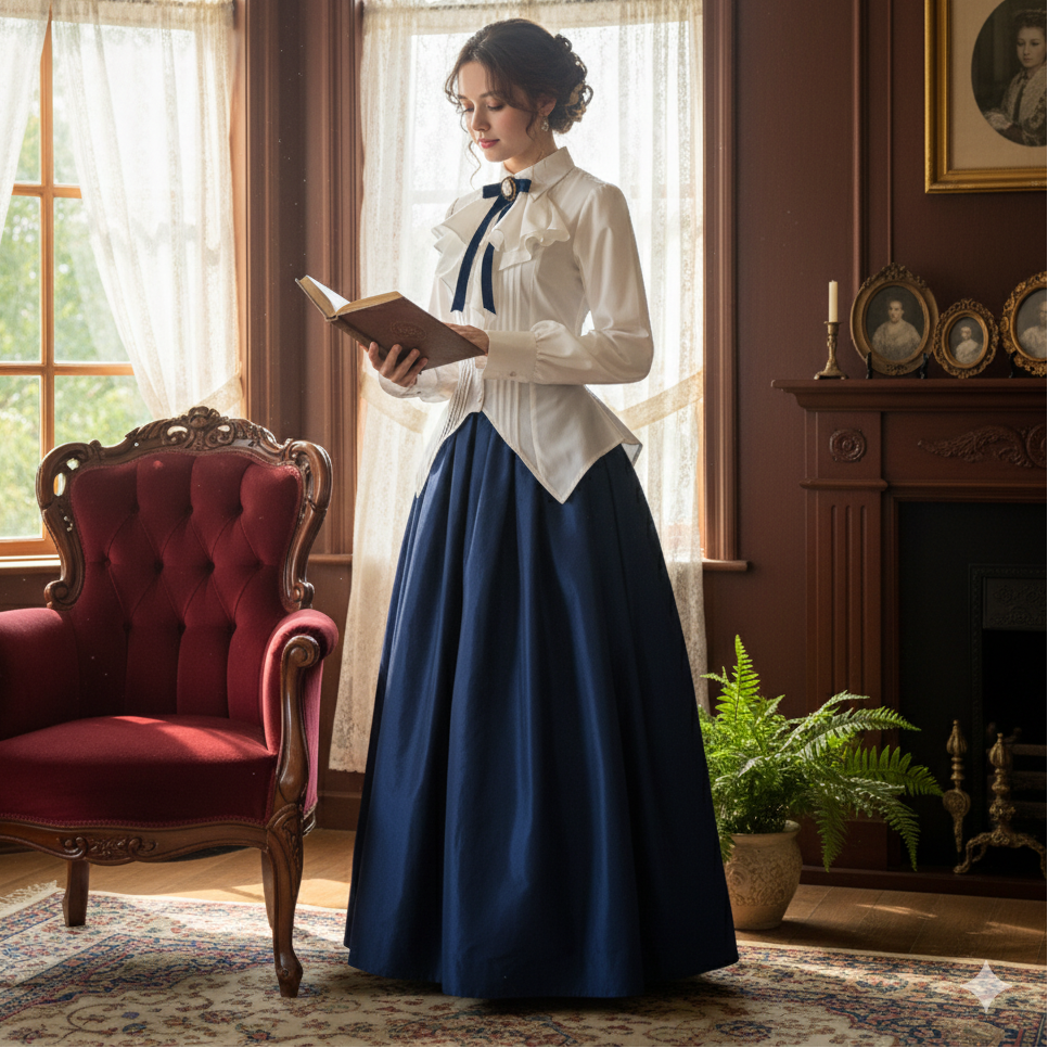 "White Widow of Whitby" Victorian-Edwardian Ruffled Blouse