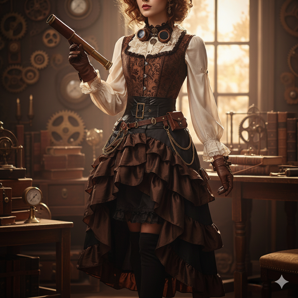 "Iron Veil" Steampunk Era Skirt