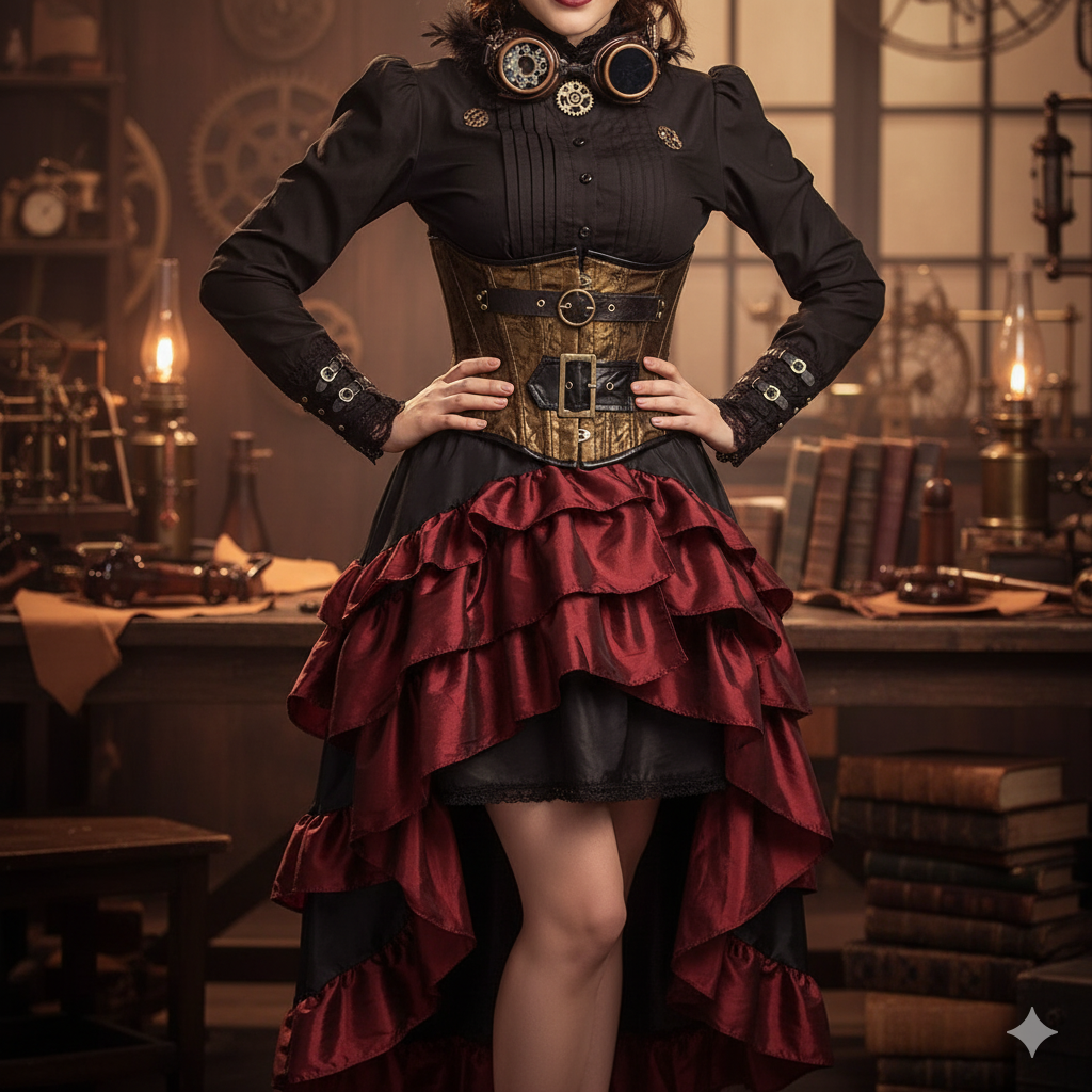 "Iron Veil" Steampunk Era Skirt