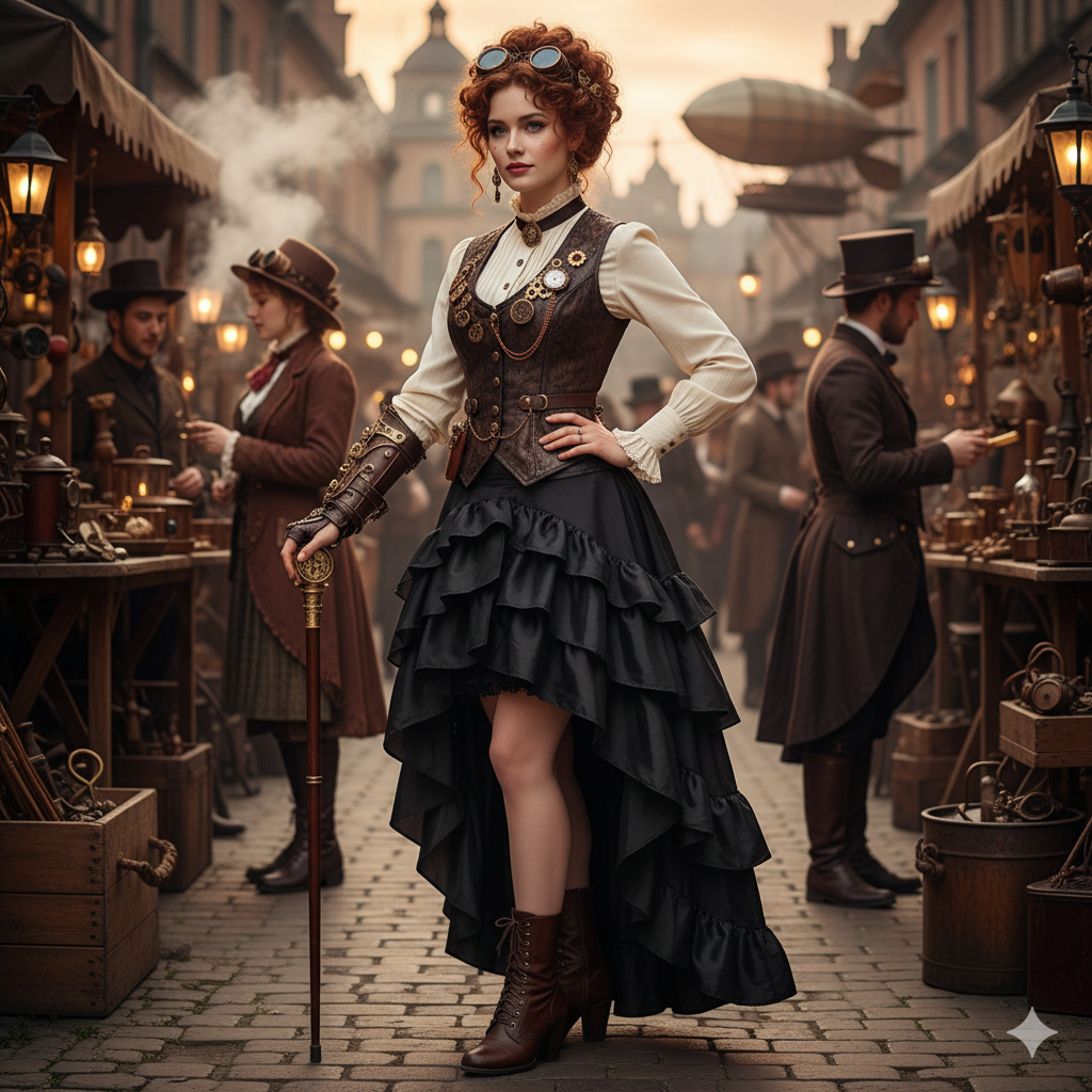 "Iron Veil" Steampunk Era Skirt