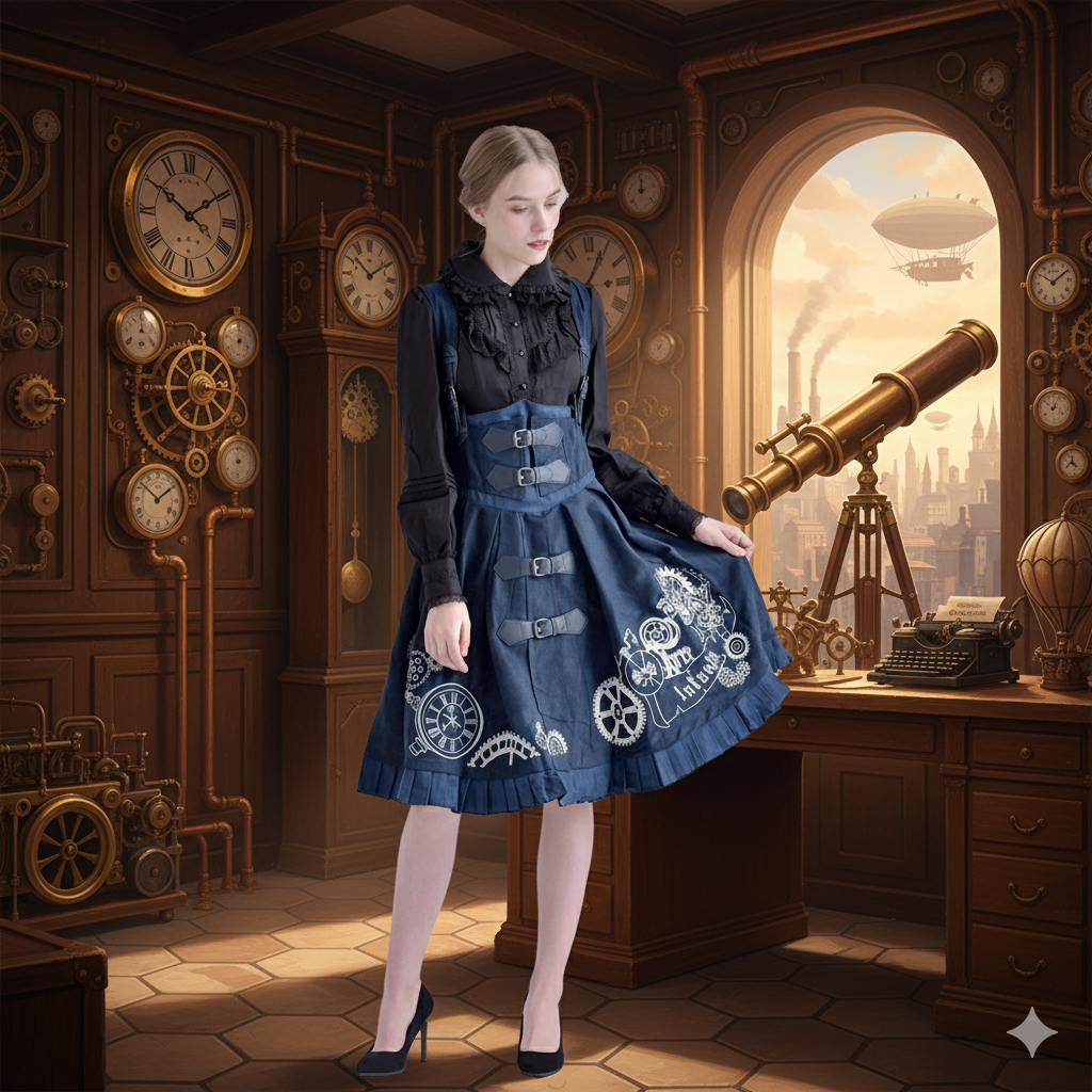 "Clockwork Darling" Steampunk Suspender Dress