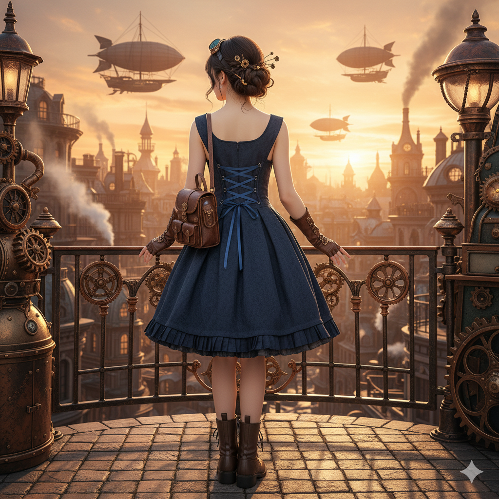 "Clockwork Darling" Steampunk Suspender Dress