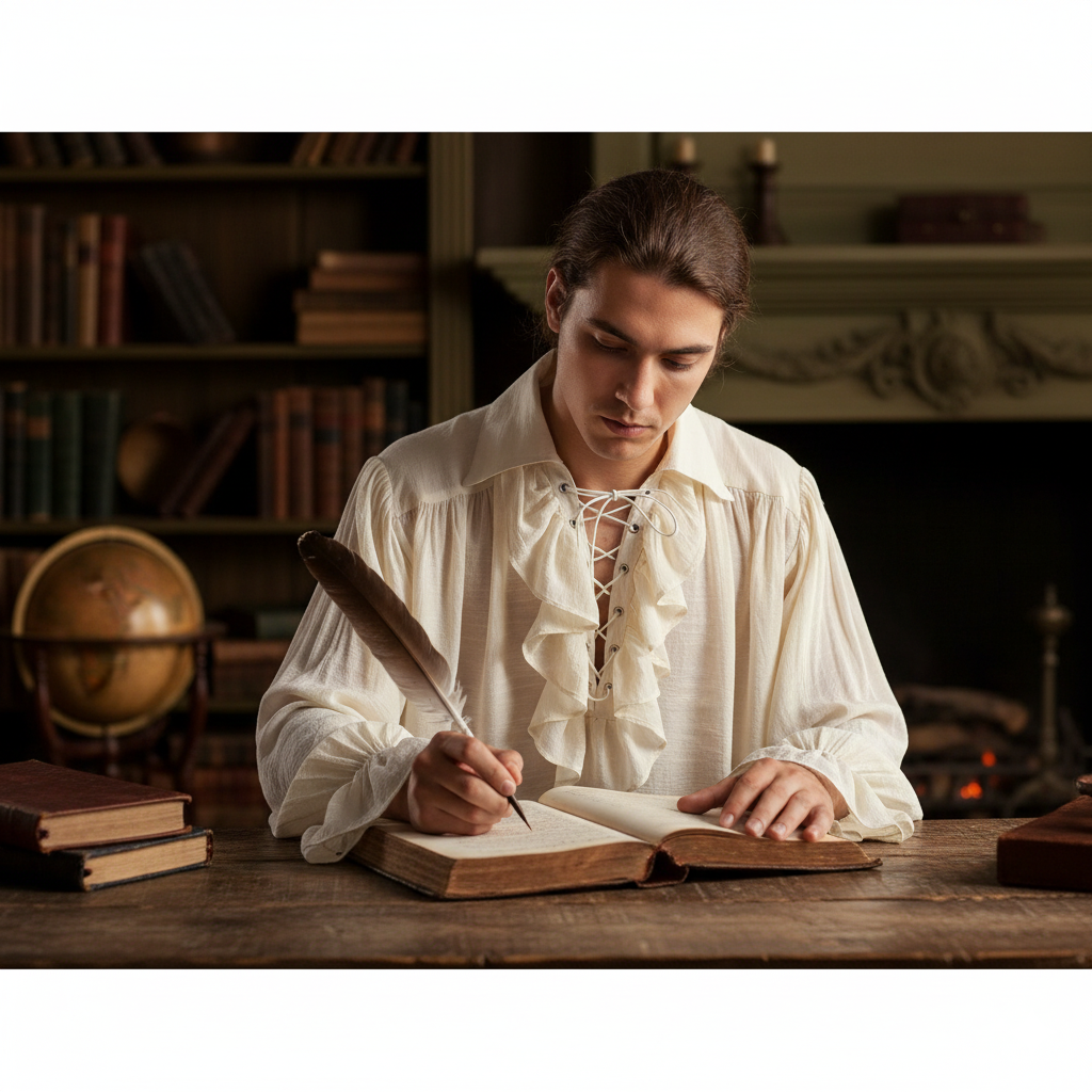 Midnight Herald" Ruffled Collar Vintage Shirt – Unisex