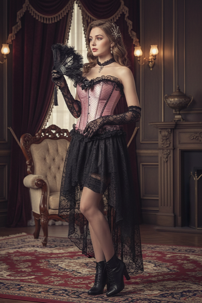 Enchanting Vintage Corset - Lace & Satin