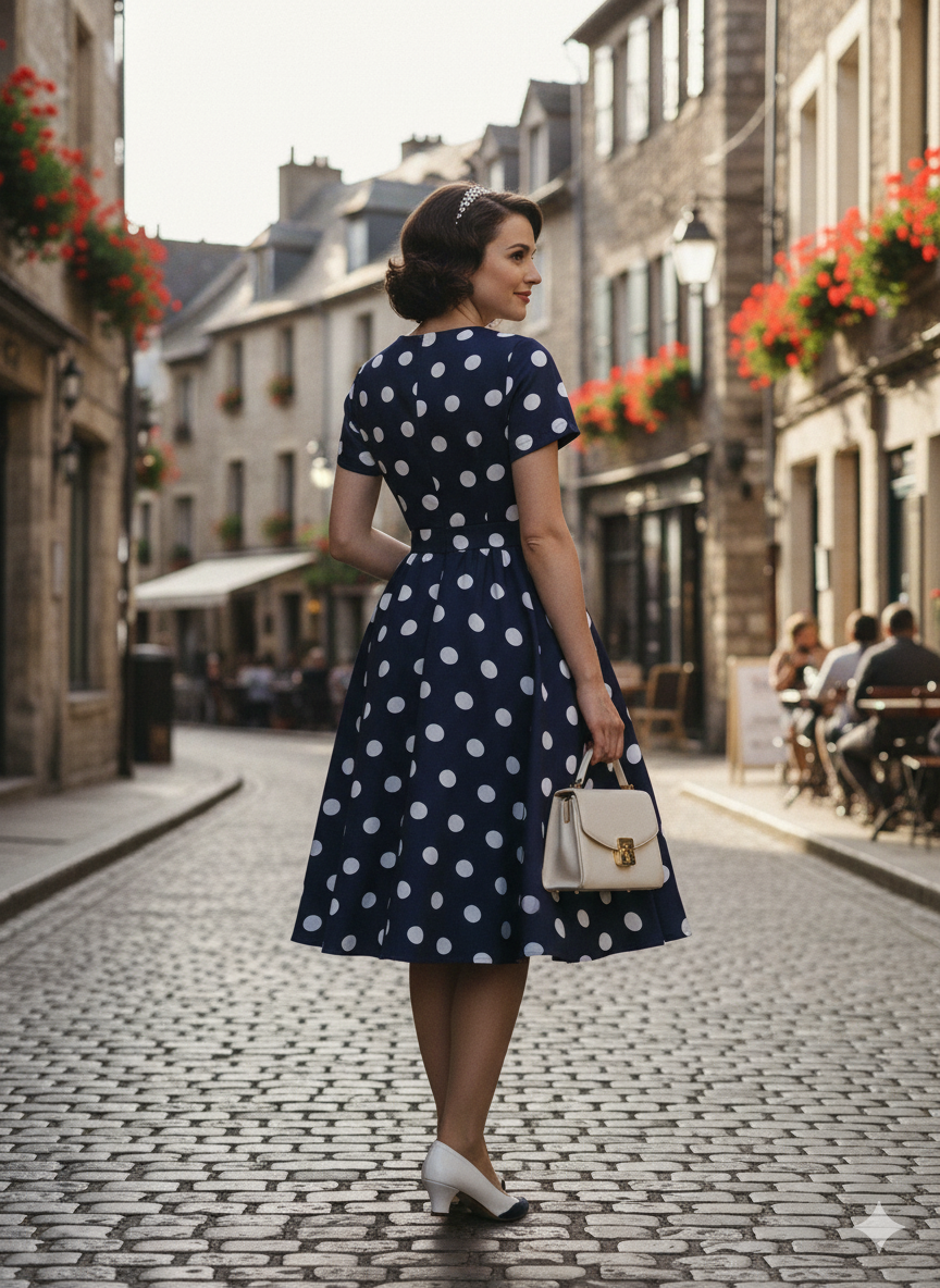 Chic 1950s Polka Dot Swing Dress - Vintage Inspired Pin-Up Perfect