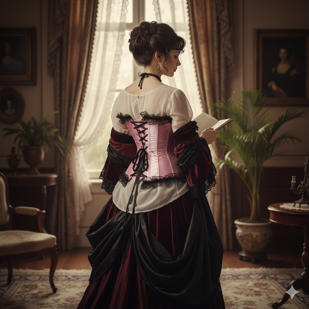 Enchanting Vintage Corset - Lace & Satin