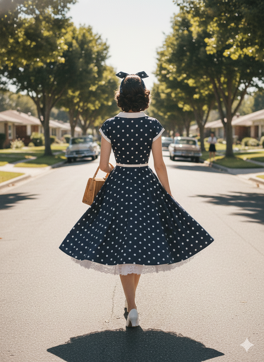 The 'Retro Charm' 1950s Polka Dot Swing Dress