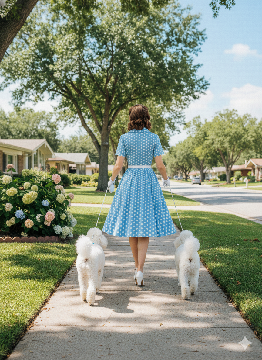 Polka Dot Vintage Swing Dress - Classic 1950s Style with Belt
