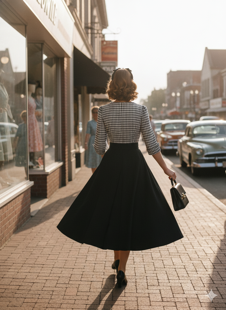 Retro 50s Swing Dress - Two-Tone Vintage Inspired Pin-Up & Party Dress