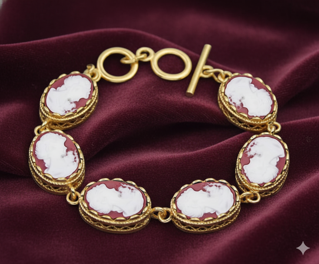 Victorian Lattice Cameo Bracelet (1890s Inspired)