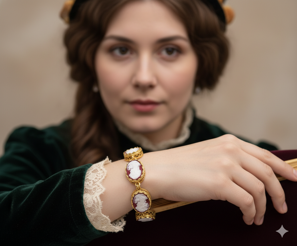 Victorian Lattice Cameo Bracelet (1890s Inspired)