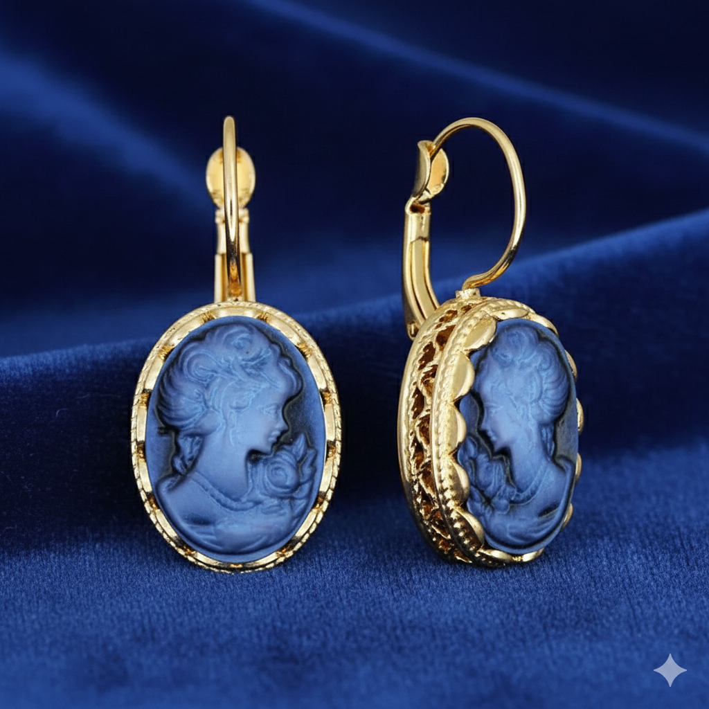 Victorian Cameo Stud Earrings Collection (1890s Inspired)