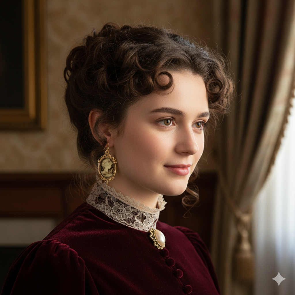 Victorian Cameo Drop Earrings Collection (1890s Inspired)