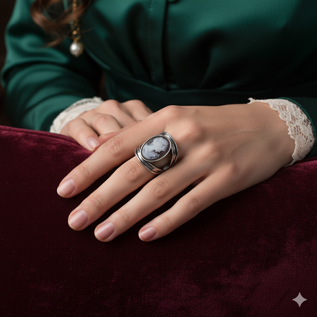 Oval Cameo Portrait Ring (1890s Inspired)