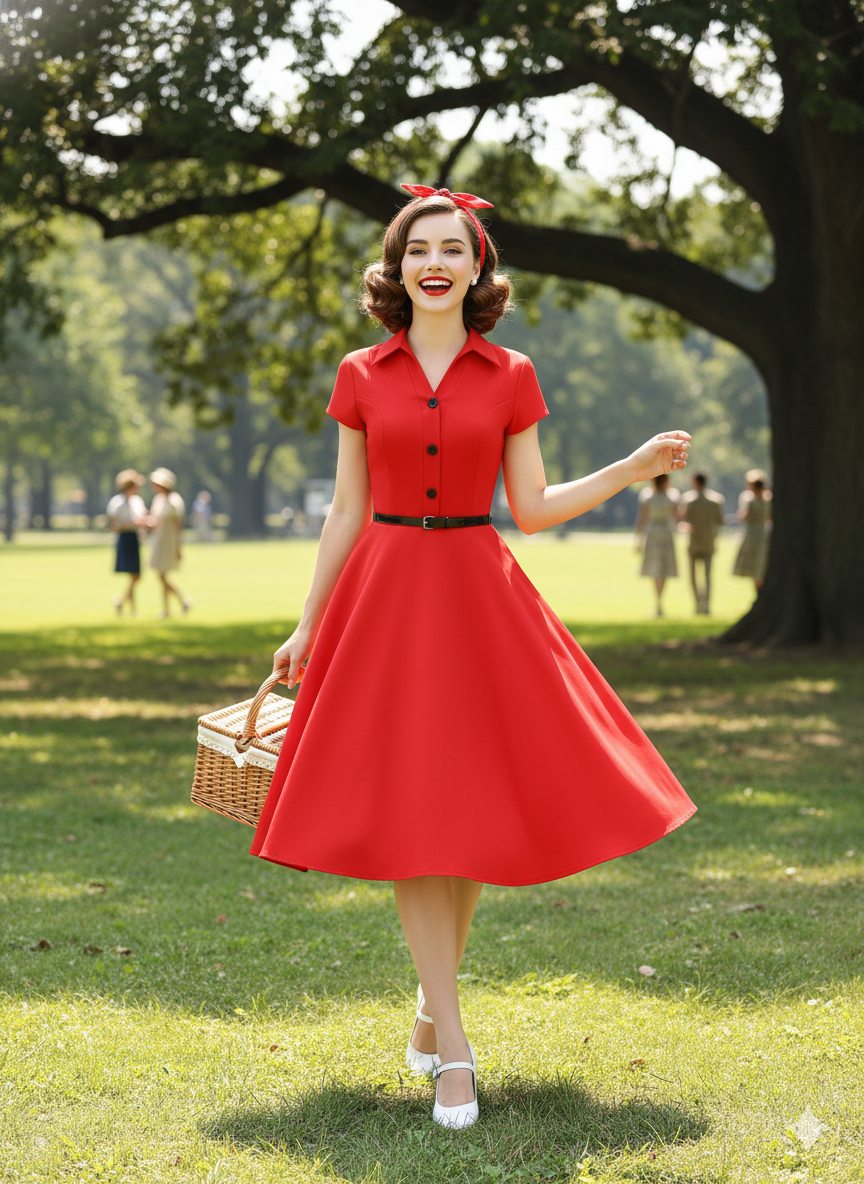 Vintage 1950s Swing Dress – Rockabilly Petticoat Companion