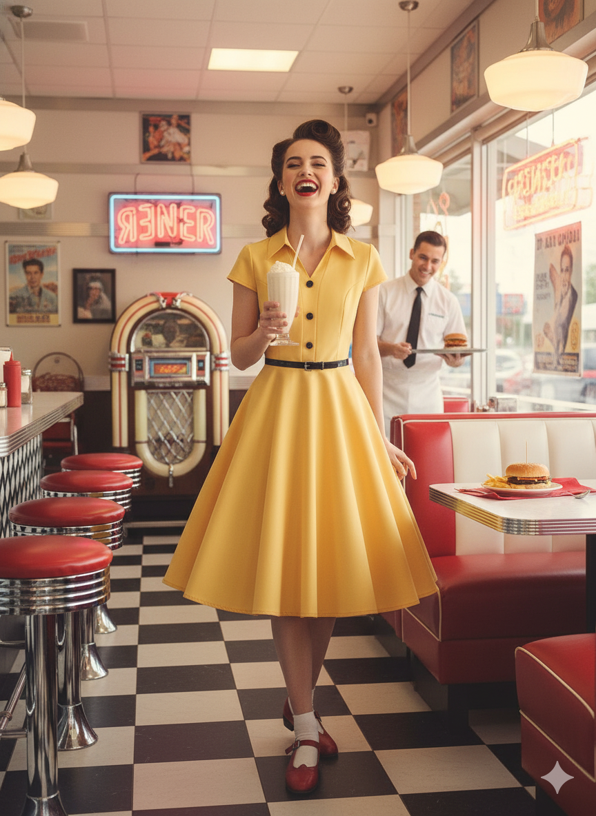 Vintage 1950s Swing Dress – Rockabilly Petticoat Companion