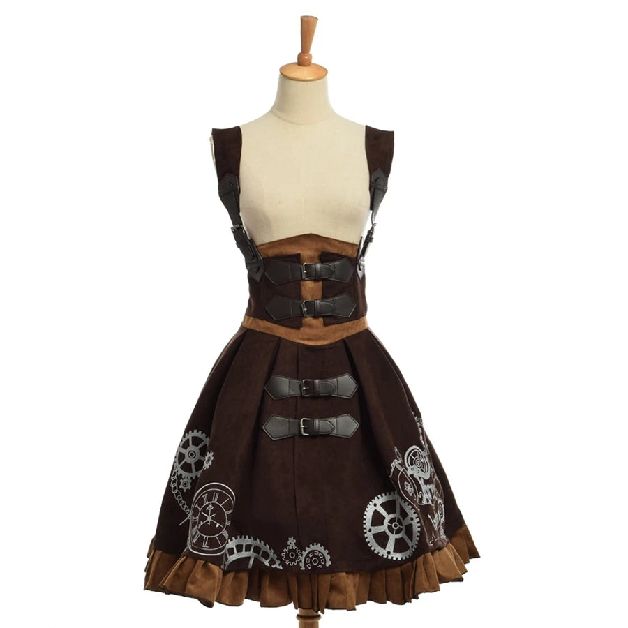 "Clockwork Darling" Steampunk Suspender Dress