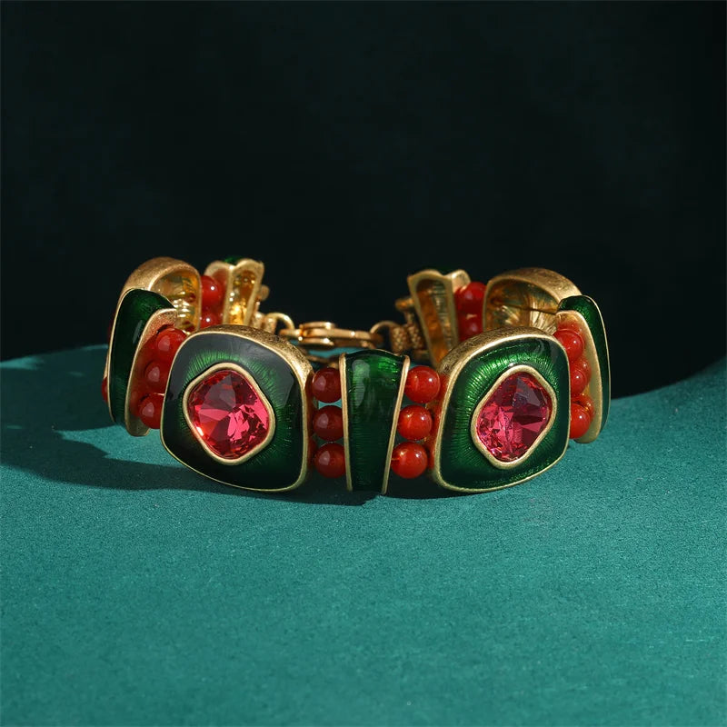 Vintage Square Christmas Jewelry Set – Boho Holiday Glam