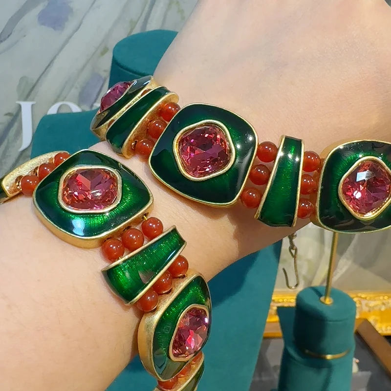 Vintage Square Christmas Jewelry Set – Boho Holiday Glam