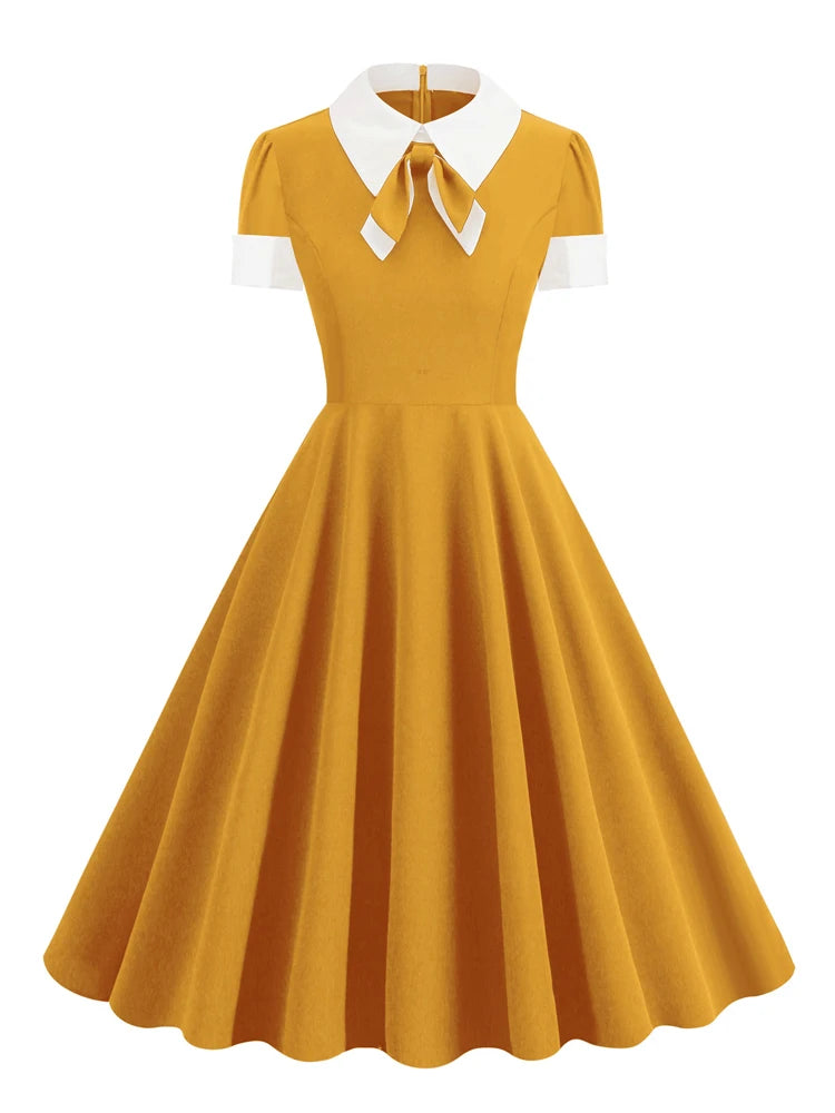 Sophisticated Siren 1950s Sailor Collar Swing Dress