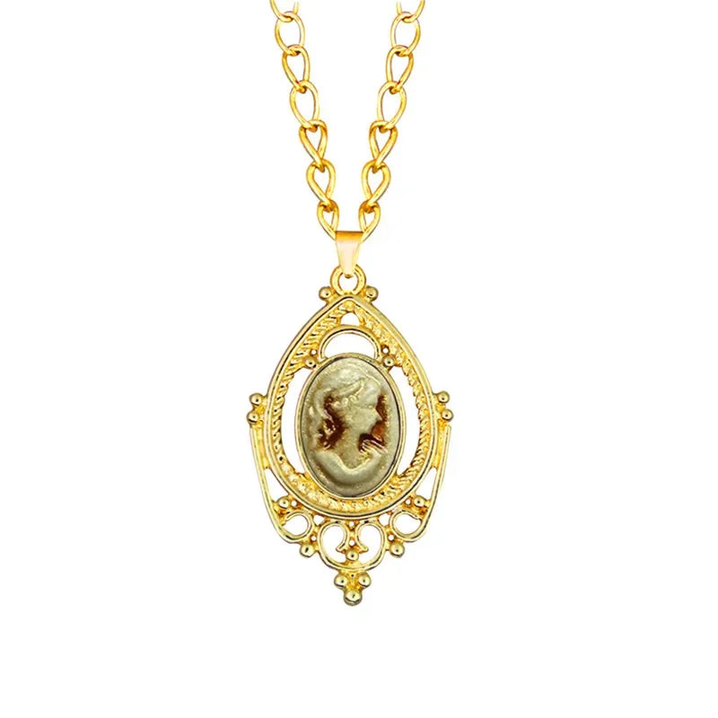 Victorian Red Cameo Pendant Necklace (1890s Inspired)