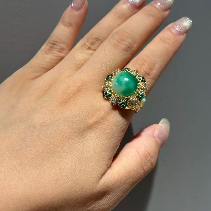 Vintage Natural Jadeite - Gold-Plated