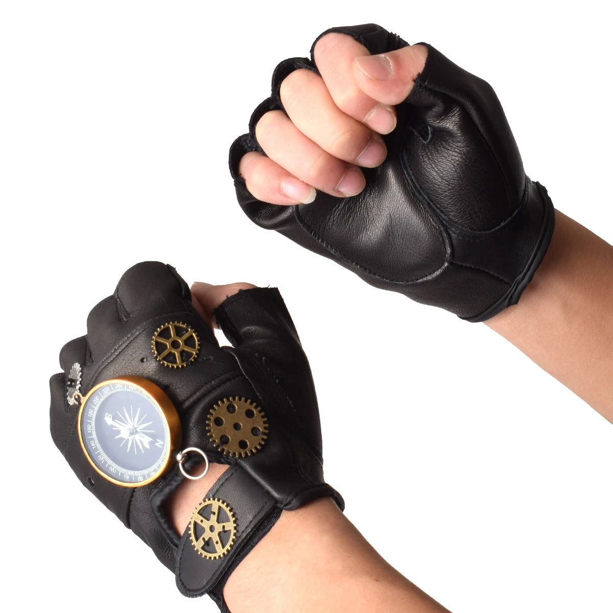 "Chrono Grip" Steampunk Compass Gloves – Unisex