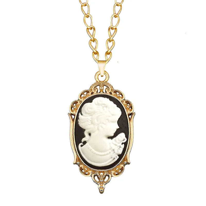 Victorian Cameo Resin Pendant Necklace (1890s Inspired)
