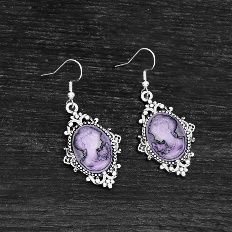 Lady Queen Cameo Drop Earrings (1890s Inspired)