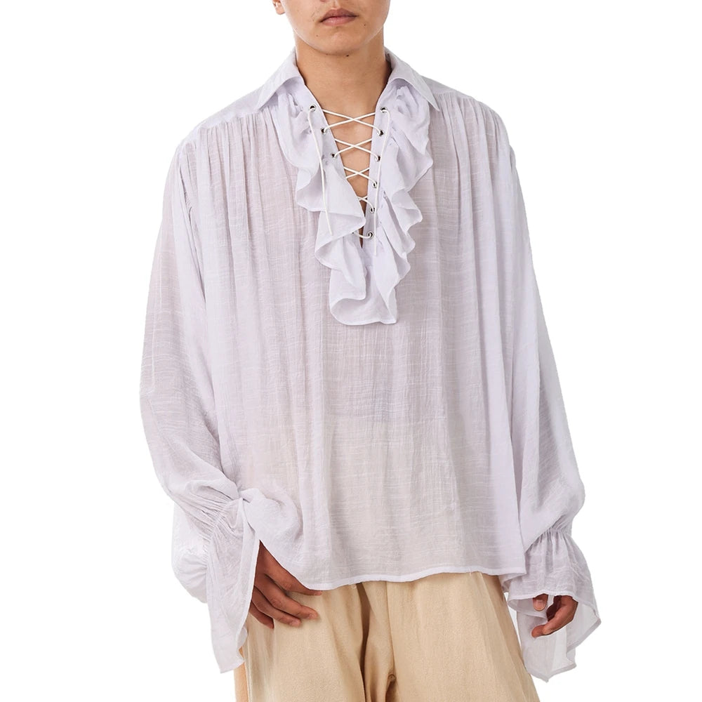 Midnight Herald" Ruffled Collar Vintage Shirt – Unisex