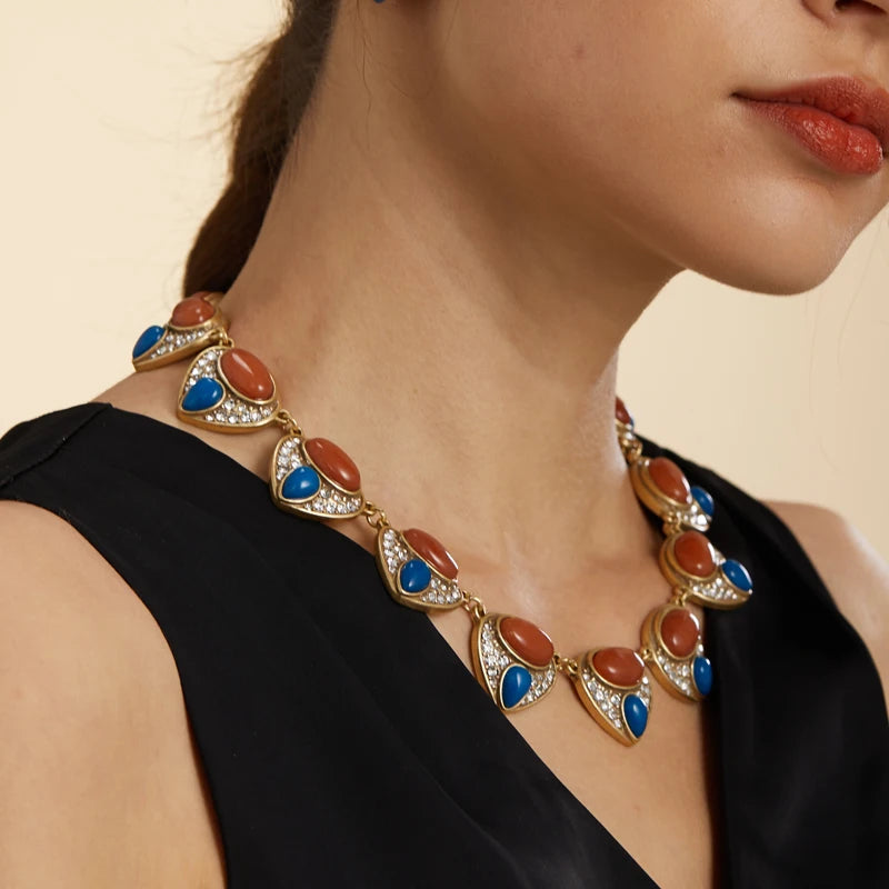 Vintage Red Agate Collar Choker Necklace