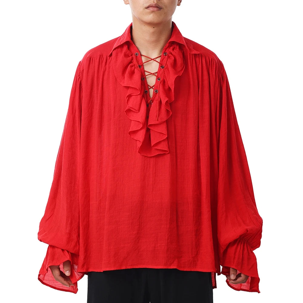 Midnight Herald" Ruffled Collar Vintage Shirt – Unisex