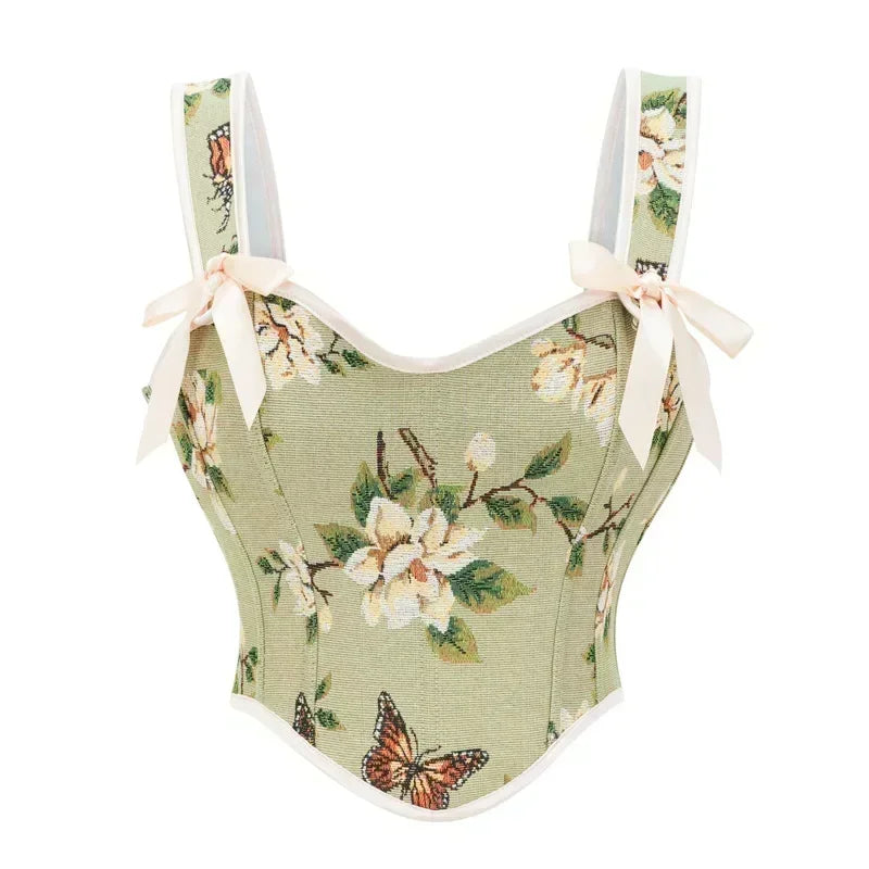 Vintage Tapestry Floral Corset Top - Embrace Your Inner Romantic