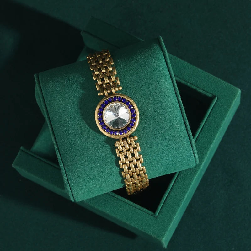 White Zircon Watch Chain Bracelet – Vintage-Inspired Regal Revival